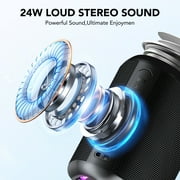 Portable Bluetooth Speaker with Lights, Powerful Crystal Clear Sound, IPX7 Waterproof, All Day Playtime, AUX&TF-Card Input, Bluetooth 5.4, TWS Paring, Small Wireless Speaker for Outdoor, Gift Ideas