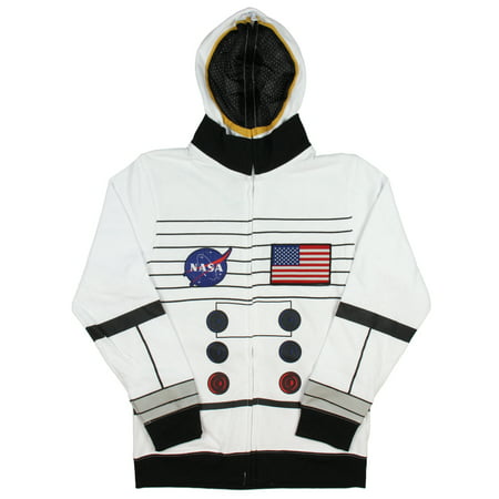 NASA Buzz Aldrin Boy's Cosplay Astronaut Costume Full Zip Hoodie Sweater (MD)