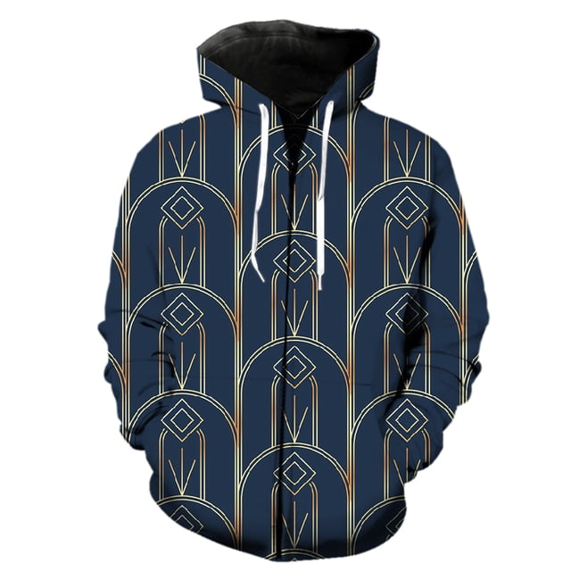 Sudadera con capucha y cremallera para hombre, con estampado geométrico abstracto en 3D, de gran tamaño, informal, de manga larga, estilo Harajuku, para primavera