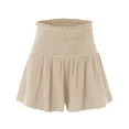 thumbnail image 5 of Shorts for Women Trendy Summer 2025 Cotton High Elastic Waisted Pleated Ruffle Cute Beach Flowy Casual Flowy Shorts S-2XL, 5 of 8