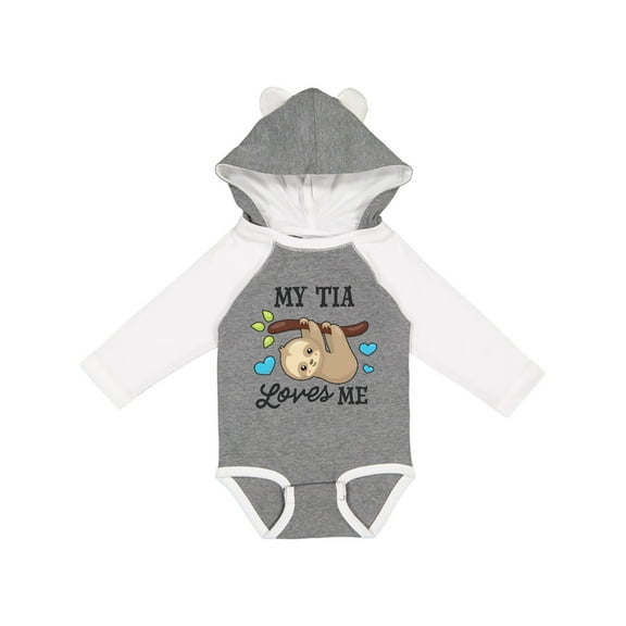 Inktastic My Tia Loves Me with Sloth and Hearts Boys or Girls Long Sleeve Baby Bodysuit