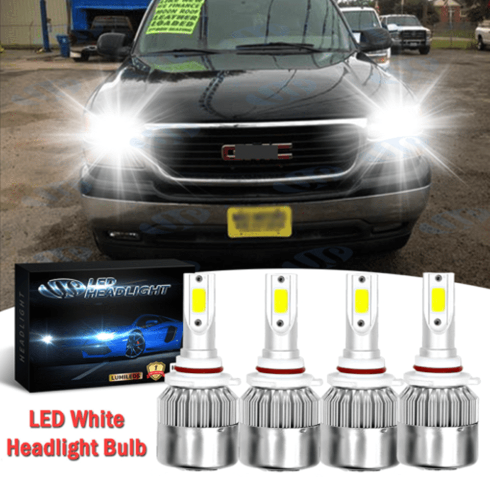 Combo 9005 9006 High Low LED Headlights Bulbs For GMC Sierra Yukon XL 1500 2500 