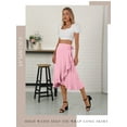 thumbnail image 4 of Nlife Women Ruffle Wrap Skirt Tie High Waist Boho Flowy High Low Hem Asymmetrical Midi Beach Skirt, 4 of 8