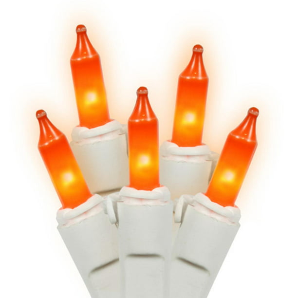 Set of 50 Opaque Orange Mini Christmas Lights - White Wire - Walmart ...