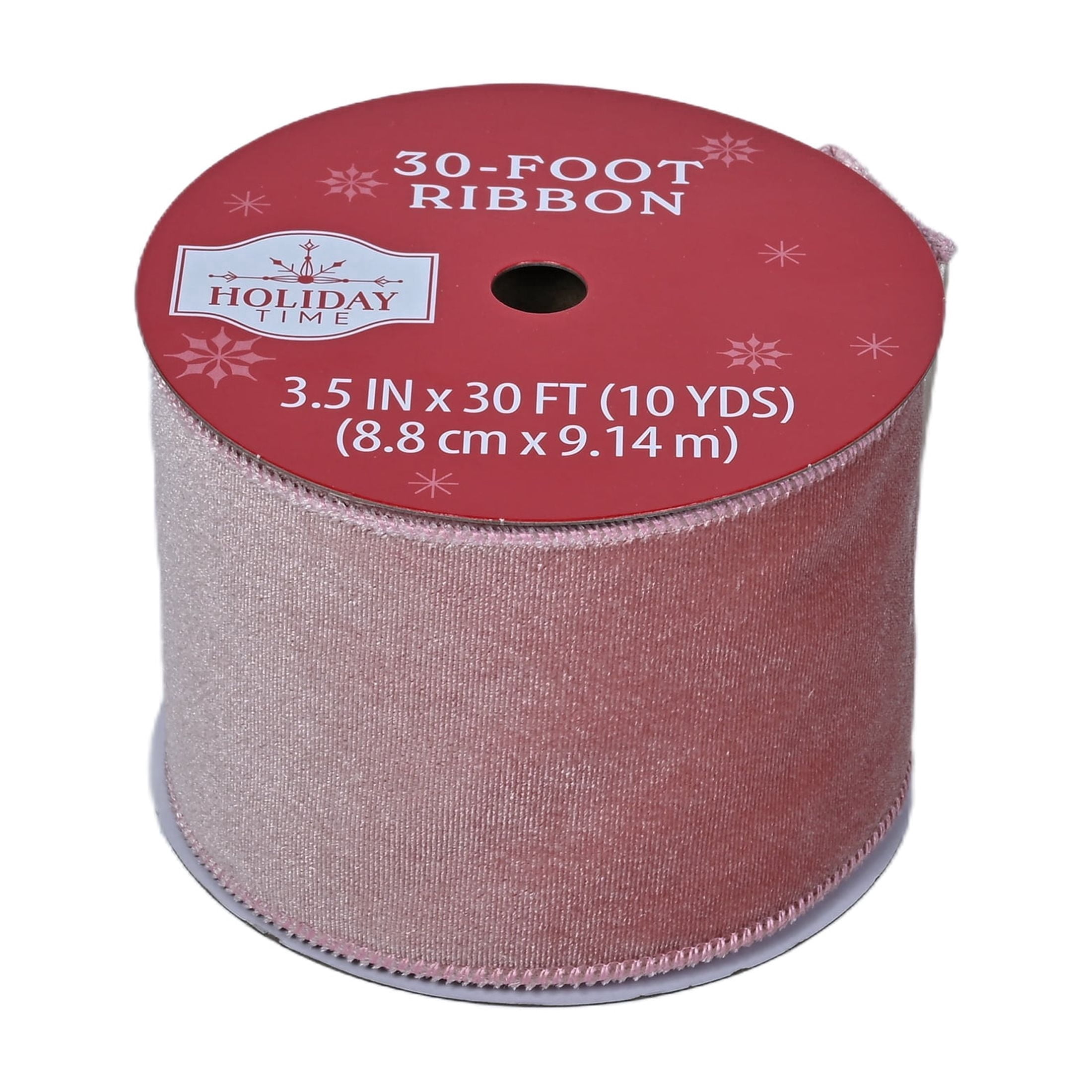 Pink and Champagne Velvet Christmas Ribbon, 3.5" x 30', by Holiday Time