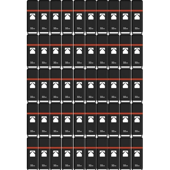 Kodak EKMMD32GK102P50 USB 2.0 K100 32GB Pocket-Sized Flash Drive, Black - Pack of 50
