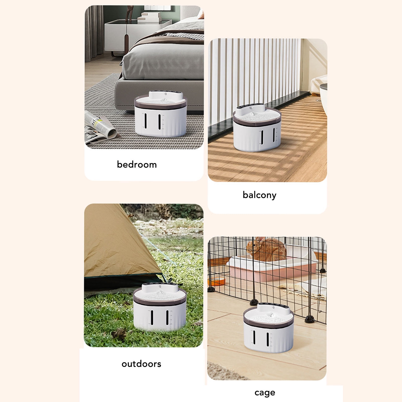 LAZIOEGR 2L Wireless Pet Fountain Quiet Self Circulating Filtration Rechargeable Cat Water Dispenser for Indoor Cats and Dogs (9.84 inches / 25 cm)