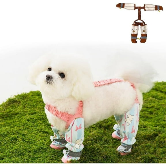 Pet Anti Dust Pants, Anti-Slip Waterproof Rain/Snow Boots with Adjustable Suspender, Dog Paw Protector Shoes Outdoor Walking/Hiking Dirty-Proof Belly for Small, Medium-Sized Dog(#D,XX-Large)
