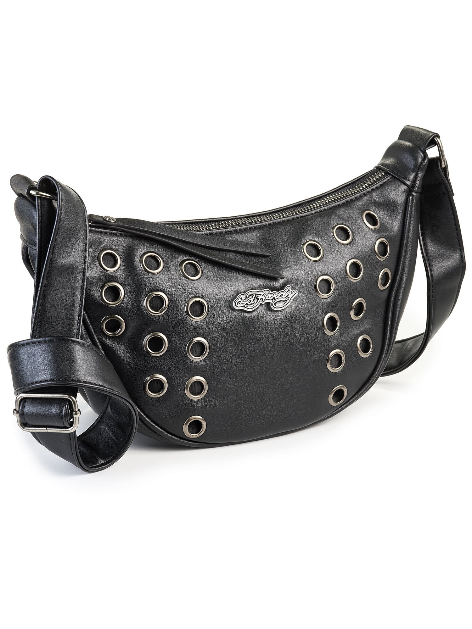 Ed Hardy Women's Marci Crescent Hobo Crossbody Bag, Black