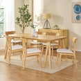 thumbnail image 2 of GDF Studio Isador Indoor Mid Century Modern Wood 7 Piece Dining Set, Light Beige and Natural Oak, 2 of 11