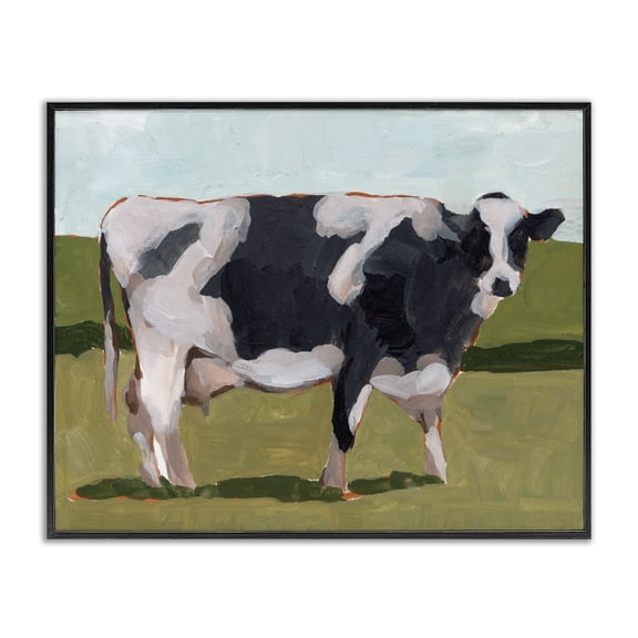 Stupell Industries Rustic Lodge Country Farm Cow Black Framed Giclee Art, 14 x 11, by Melissa Wang