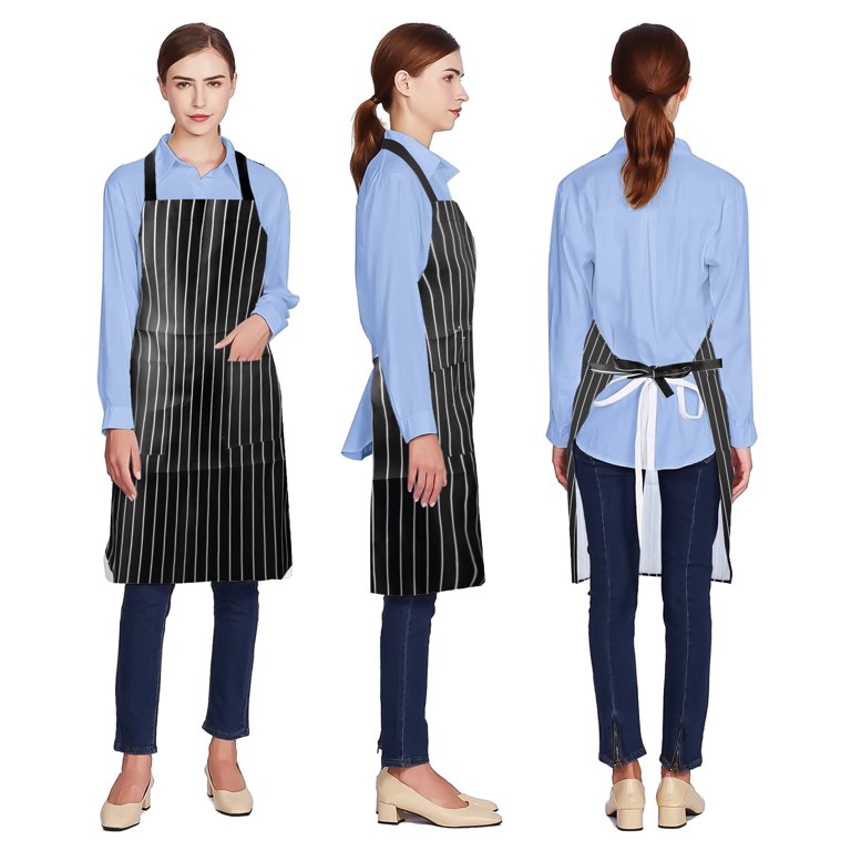 Stripe Bib Apron - Blue & Black