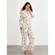 thumbnail image 3 of Conjunto de pijama de 2 piezas con corona navideña para mujer, camisa abotonada de manga larga con ribete festoneado y pantalón, ropa de dormir informal, 3 of 5