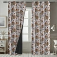 thumbnail image 4 of Vargottam Bold Floral Mosaic Design Blackout Curtains - Set of 2 Panels, 52 x 84 Inches Each - Light Blocking & Thermal Insulated Drapes with Grommet Top for Bedroom & Living Room - Brown, 4 of 9