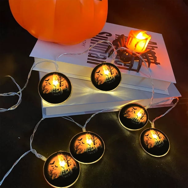 Luces Led de Cadena para Halloween, Luces de Murciélagos, Calabazas, Demonios, Luces Intermitentes, Decoración Navideña, Luces de Cadena, Ambiente de Festival Fantasma, Luces Colgantes