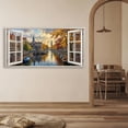 thumbnail image 6 of Open Window Canvas Wall Art - Autumn European Street with River Landscape Paintings, Modern Horizontal Canvas Prints for Living Room Bedroom Home Decor, 6 of 7