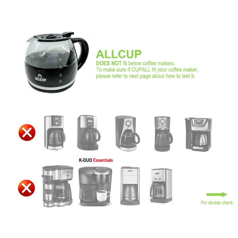 CUPALL Replacement Coffee Carafe for Black and Decker 12-Cup Coffee Maker, Black Handle
