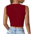 thumbnail image 5 of Karymi Blouses for Women Dressy Casual Crew Neck Sleeveless Twist Front Crop Tank Top, Solid Slim Fit Cropped Wrap Hem Vest, Stretchy Summer Casual Crop Blouse Summer Tops, 5 of 7