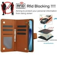thumbnail image 5 of Case for Google Pixel 8 Pro RFID Blocking Protective Purse Case With Card Slots Holder Kickstand Wrist Strap Lanyard Zipper 3-card  Flip Wallet Case,Brown,For Pixel 8 Pro, 5 of 9