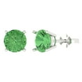 thumbnail image 2 of 4 Ct Round Cut Studs Green Crystal 14K White Solid Gold Everyday Dainty Earrings Push Back, 2 of 7