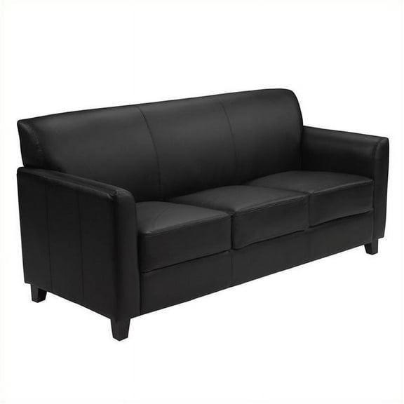 Bowery Hill Diplomat Leather Sofa in Black