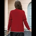thumbnail image 4 of Suéter de Larga con Bloques de Color para Mujer, Abrigo Informal de Otoño con Botones y Bolsillo Rojo L, 4 of 8