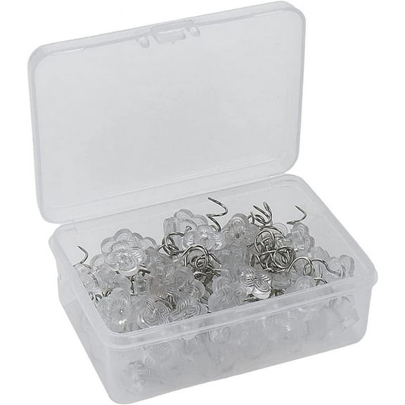 100Pcs Flower Shape Upholstery Tacks Twisted Nail Fabric Pins Transparent Bed Skirt Pins