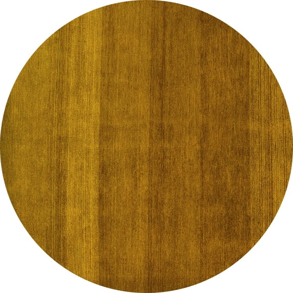 Ahgly Company Machine Washable Indoor Round Abstract Yellow Modern Area Rugs, 8' Round
