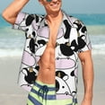 thumbnail image 7 of Honeii Cute Animal with Cow Print Men’s Hawaiian Shirt,Classic Button-Down Short Sleeve Shirt, for Beach, Vacation, and Outdoor Activities,Small, 7 of 7