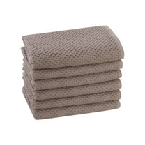 Unique Bargains 6Pcs Cotton Absorbent Waffle Kitchen Dish Towels Brown