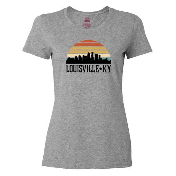 Inktastic Louisville Kentucky Skyline Retro Sunset Women's T-Shirt