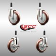 thumbnail image 2 of 5 Inch 316SS Maroon Poly Swivel 3/4 Inch Expanding Stem Caster Set 2 Brake SCC, 2 of 2