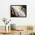 thumbnail image 2 of COMIO Modern Abstract Black and Gold Fluid Lines Marble Painting White Grey Canvas Print with Black Frame 16x12in / 20x16in 16x12in, 2 of 4