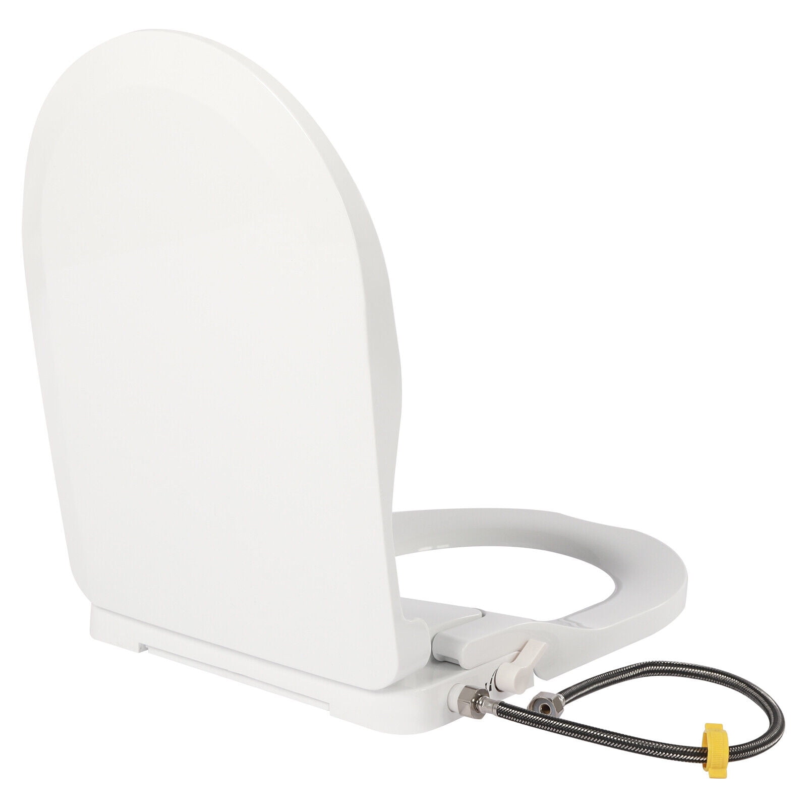 Non-Electric Bidet Toilet Seat Dual Nozzle Fresh Water Spray D-Shape White 18.9*13.7*3in