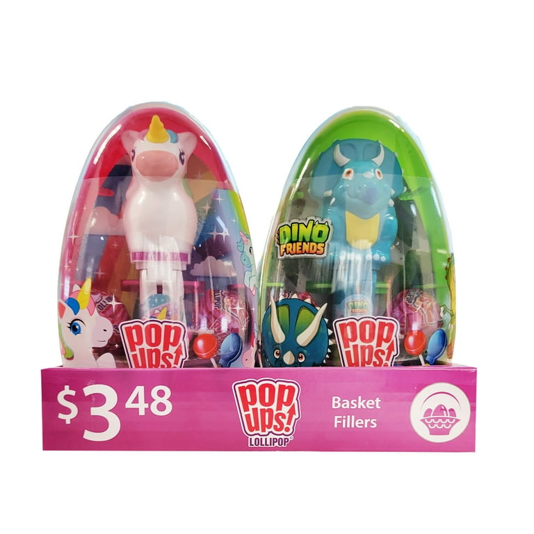 Flix Candy Unicorn Pop up Lollipop Jumbo Egg, Strawberry Flavored