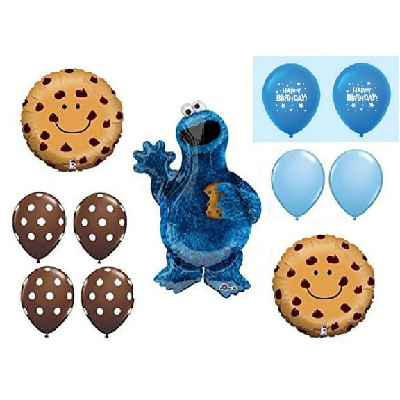 11pc BALLOON set NEW COOKIE MONSTER sesame street PARTY gift BIRTHDAY decor FAVORS chocolate chip