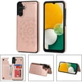 thumbnail image 5 of Case for Samsung Galaxy A13 5G/A04s, Luxury PU Leather Flip Case [Two Magnetic Clasp] [Card Slots] Stand Function Embossed Mandala Pattern Flower Durable Soft TPU Back Wallet Cover - Rose Gold, 5 of 15