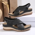 thumbnail image 5 of Eltusu Women Platform Sandals, Vacation PU Ankle Strap Open Toe Dress Sandals Shoes Black Size 6.5, 5 of 8