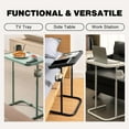 thumbnail image 2 of Metal TV Tray with Wheels Adjustable Meal Folding Laptop Table 3 Heights Tilt Angles Portable Over Bed Sofa Stand Desk Gray Green, 2 of 6