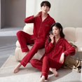 thumbnail image 3 of Amante de la Navidad ropa de dormir roja pareja conjuntos de 2 piezas primavera otoño Mujer pijamas conjuntos Pijama Mujer, 3 of 4