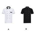 thumbnail image 3 of enqiretly Chef Uniforms Women Short Sleeve Chef Coat Double Breasted Working Jacket Restaurant Kitchen Cooking Clothes Workwear Black L, 3 of 9