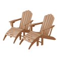 thumbnail image 2 of WestinTrends Highland 4-Piece Outdoor Patio HDPE Adirondack Chairs With Ottomans and Cup Holder Set, Teak, 2 of 8