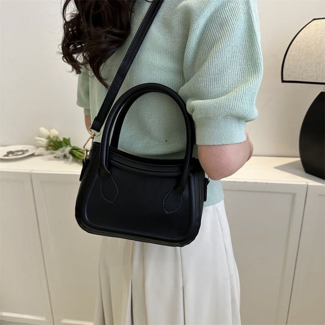 Bolso de mano para mujer Bolso de cuero de PU Bolso de mano elegante Bolso bandolera (Negro)