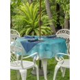 thumbnail image 3 of Outdoor Tablecloth with Umbrella Hole for Patio/Picnic/Party/Camping, Teal Green Ombre Waterproof Table Cloth Round Cover Washable, Vintage Abstract Oil Painting Art Modern (Dia 60"), 3 of 9