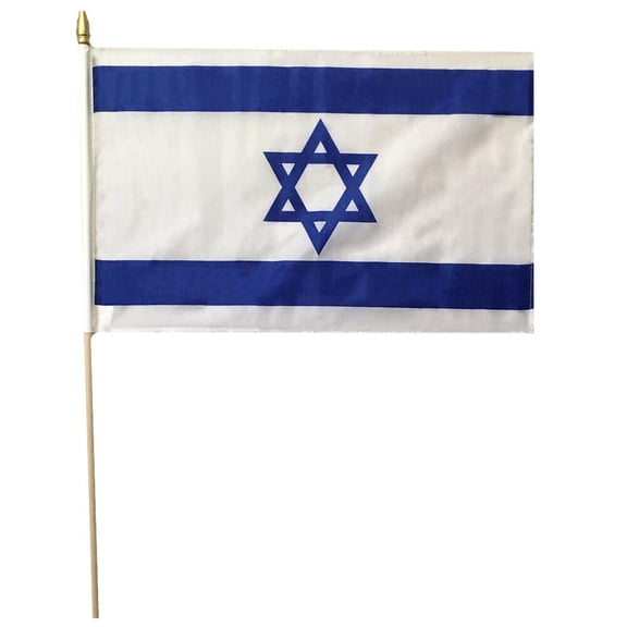 Israel Israeli Country 12"x18" 68D Rough Tex Nylon Wood Stick Flag 24" Staff