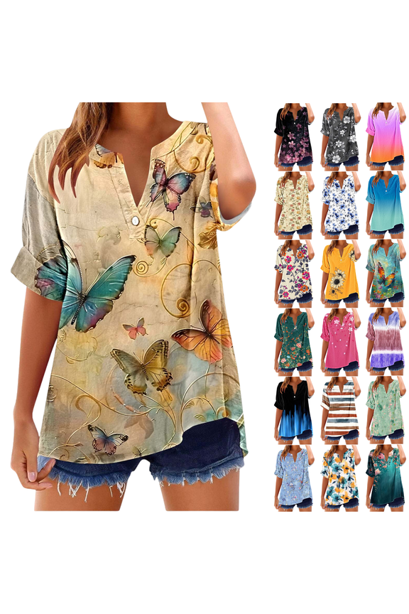 Short Sleeve Womens Tops Plus Size V Neck T Shirt Floral Printed Summer Tunic Tops Oversized Loose Fit Boho Tshirts Trendy Dressy Casual Blouses Previous Orders Saved Items for Later