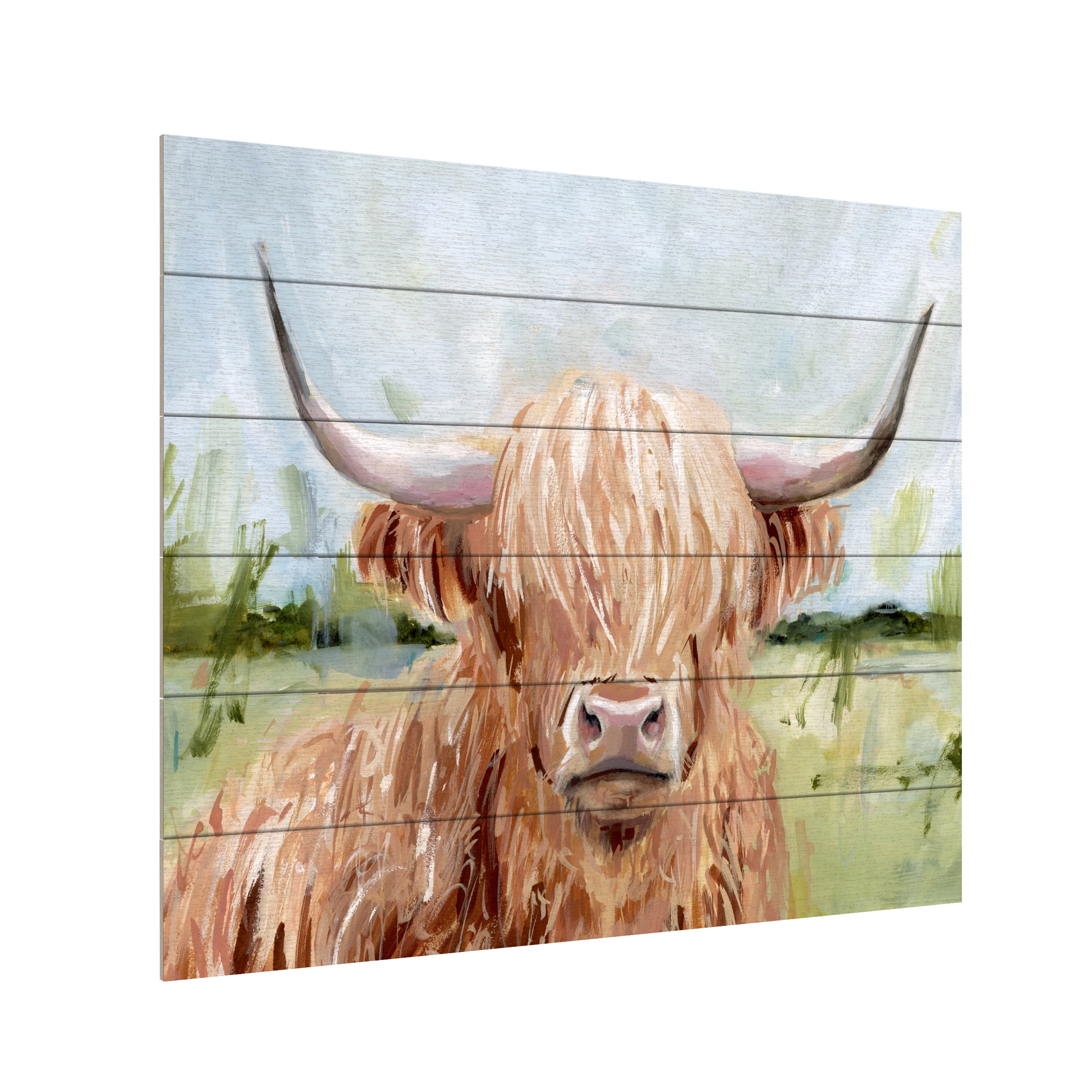 Victoria Borges 'Highland Grazer II' Wood Slat Art 18x22
