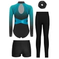 thumbnail image 2 of Runhomal Girls 4Pcs Dance Leotard Set Rhinestone Gymnastics Outfits with Shorts Long Sleeve Figure Skating Leotard Light Blue 8, 2 of 7