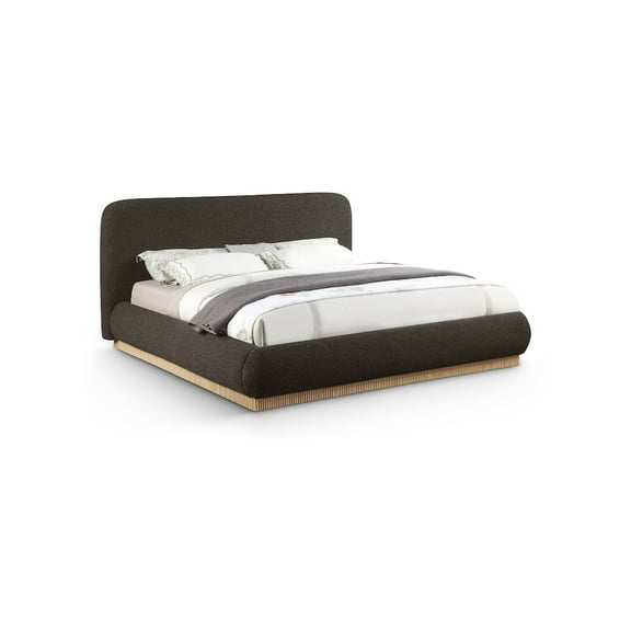 Meridian Furniture Rigby Brown Boucle Fabric Queen Bed