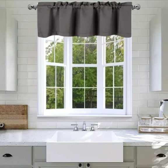 1 Pc Blackout thermal valance for short window curtain rod pocket for kitchen/bathroom/restaurant/school 54" x 18" inch